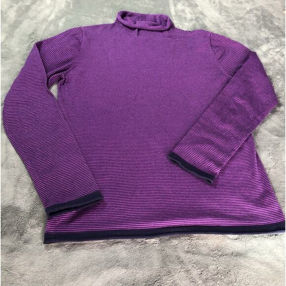 Title Nine Synergy Sweater Purple Striped Mock Neck Size L Athleisure Active - Picture 8 of 8